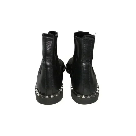 Zara Woman Black Studs Leather Slip On Heels Black Booties 41 - Picture 4 of 9
